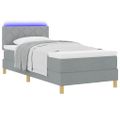 vidaXL LED box s pružinami s LED pásikmi Svetlosivá 90 x 200 cm látka