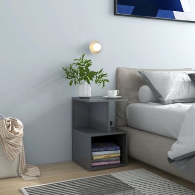 vidaXL Nočné stolíky 2 ks, lesklé sivé 35x35x55 cm, kompozitné drevo