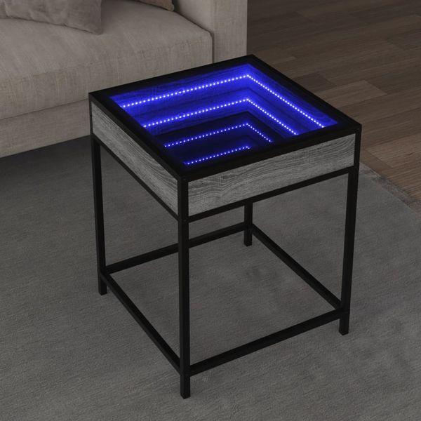 vidaXL Konferenčný stolík s nekonečnými LED sivý sonoma 40x40x51 cm