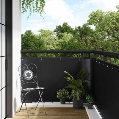 vidaXL Balkónová Clona s Očkami 500 x 90 cm polyratan Čierna