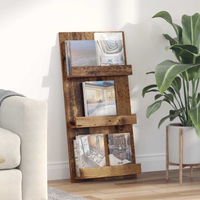 vidaXL Regál na časopisy Staré drevo 51 x 11 x 102 cm Kompozitné drevo