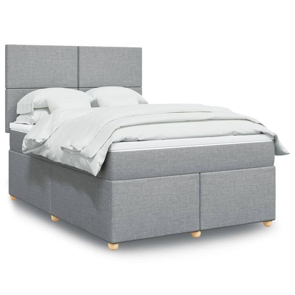 vidaXL Boxspring posteľ s matracom svetlosivá 100x200 cm látka