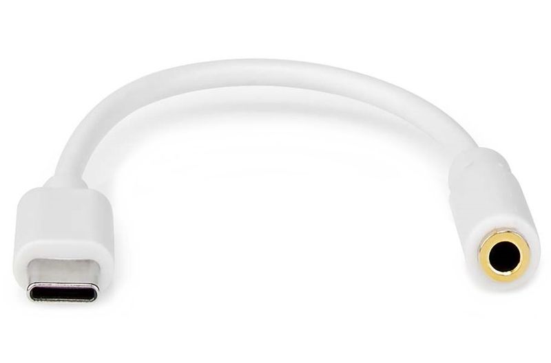 NEDIS USB 2.0 adaptér/ USB-C zástrčka - 3,5 mm zásuvka/ okrúhly/ biely/ blister/ 10 cm Redukcia, USB-C (M) na 3,5mm jack (F), 10cm, biela