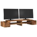 vidaXL Stojan na monitor s policou staré drevo 100x27x15 cm komp.drevo