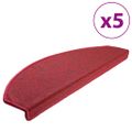 vidaXL Schodové rohože 5 ks 65x24x4 cm červené polkruhové veľké