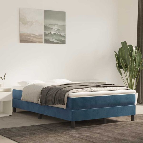 vidaXL Matrac s taštičkovými pružinami stredná tvrdosť tmavomodrá 120x210x20 cm zamat