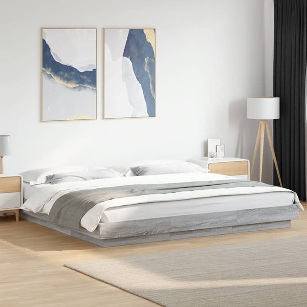 vidaXL Posteľný rám s LED svetlami sivý sonoma 180x200cm kompoz. drevo