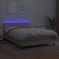 vidaXL Boxspring posteľ matrac a LED kapučínová 140x200 cm umelá koža