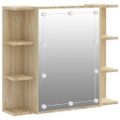 vidaXL Zrkadlová skrinka s LED dub sonoma 70x16,5x60 cm