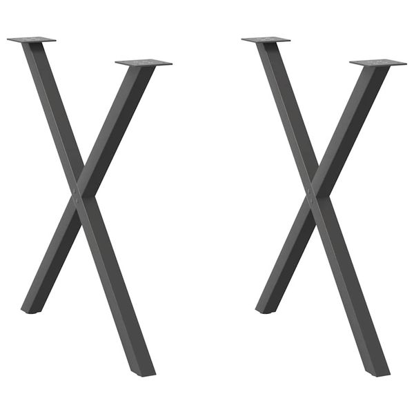 vidaXL Nohy k jedálenskému stolu v tvare X, 2 ks, antracitové, 80 x (72-73) cm, oceľ