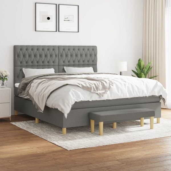 vidaXL Boxspring posteľ s matracom tmavosivá 180x200 cm látka