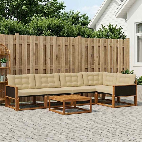 vidaXL Záhradná súprava gaučov s vankúšom 6 pcs Prírodná a béžová