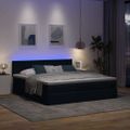 VidaXL Osmanská posteľ s matracom a LED diódami Modrá látka 160x200 cm