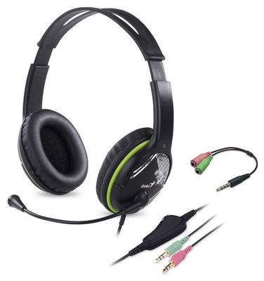 Slúchadlá s mik. GENIUS HS-400A green + redukcia