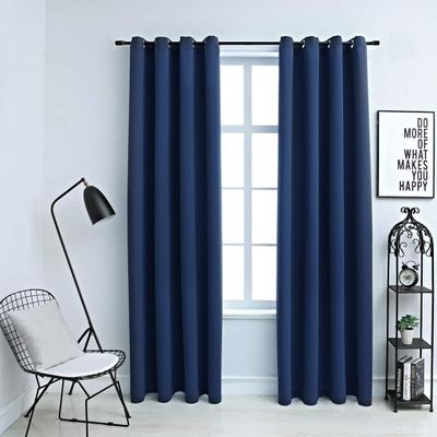 vidaXL Zatemňovacie závesy s kovovými očkami 2 ks, modré 140x245 cm
