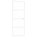 vidaXL Interiérové dvere biele 76x201,5 cm tvrdené sklo a hliník úzke