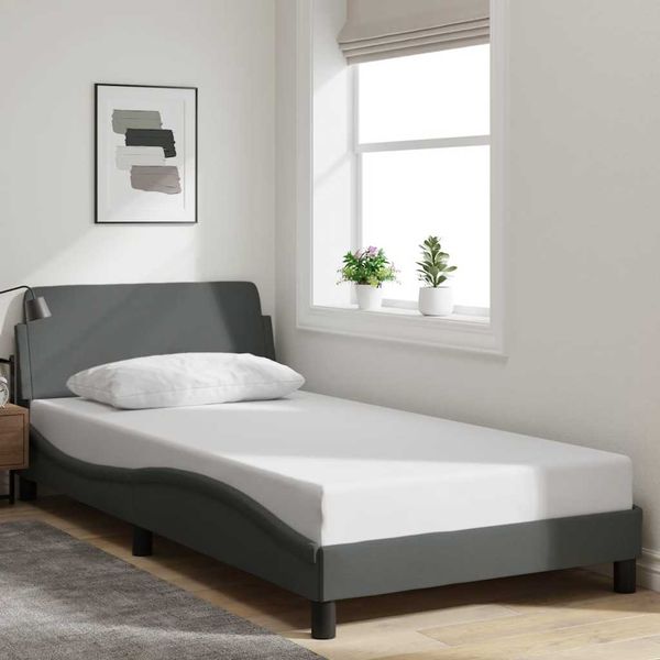vidaXL Rám postele Dover tmavosivý 100x203 cm látka