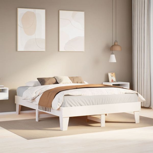vidaXL Posteľ bez matraca biela 140x200 cm masívna borovica