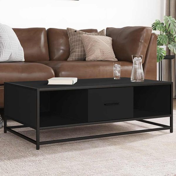 vidaXL Konferenčný stolík, čierny 100x57x35 cm, kompozitné drevo+kov