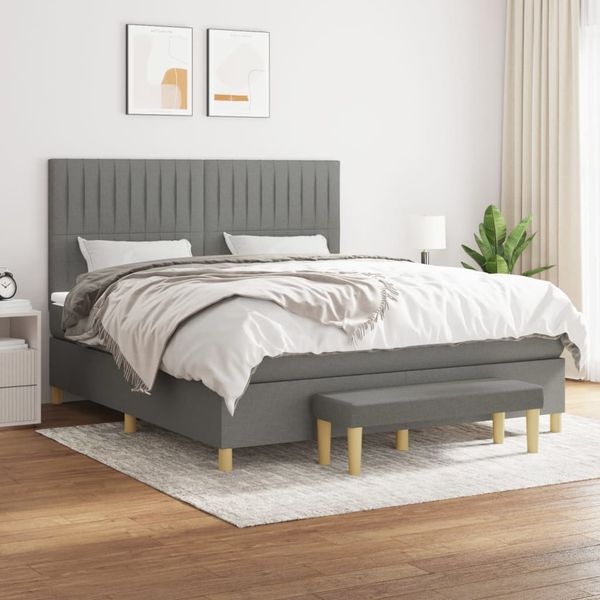 vidaXL Boxspring posteľ s matracom tmavosivá 180x200 cm látka
