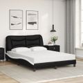 vidaXL Posteľ s matracom Hvar čierno-biela 140x190 cm umelá koža