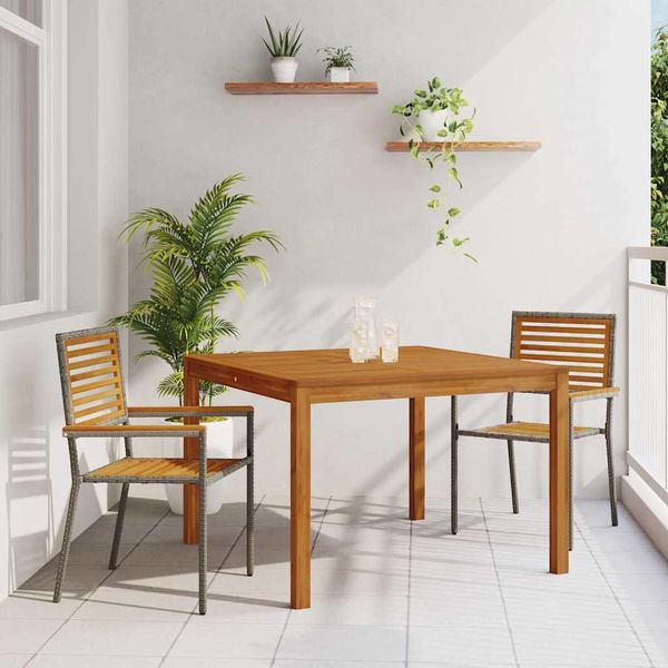 vidaXL Záhradný jedálenský set 3 pcs Sivá Pevné akáciové drevo