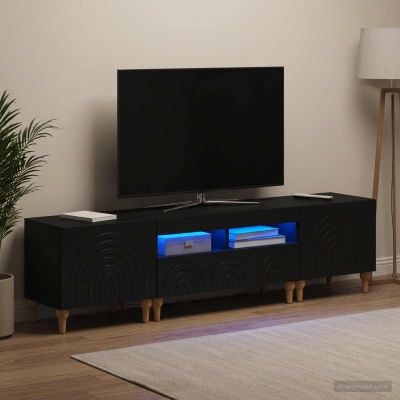 vidaXL 3-dielny LED TV stolík Čierna Kompozitné drevo
