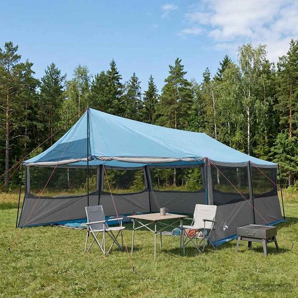 vidaXL Rodinný stan Modrá 600 x 400 x 268 cm Polyester a oceľ
