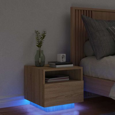 vidaXL Nočný stolík s LED svetlami dub sonoma 40x39x37 cm