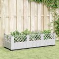 vidaXL Záhradný kvetináč s kolíkmi biely 123,5x43,5x43,5 cm PP