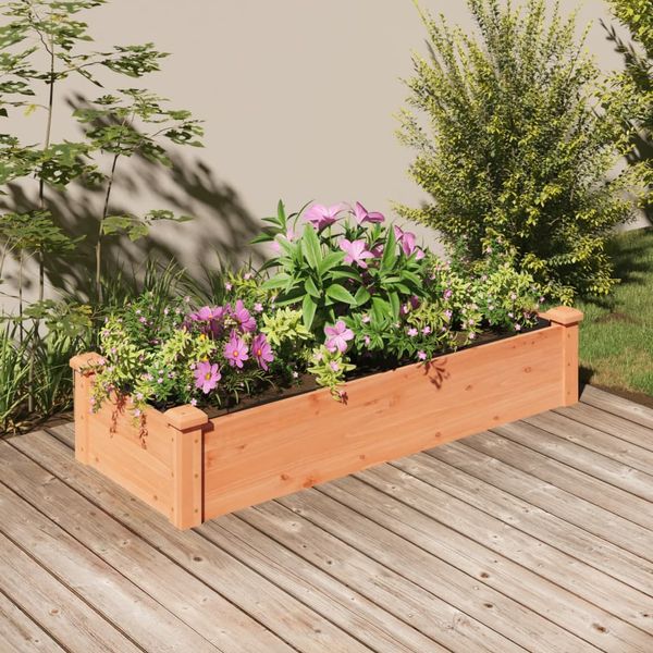 vidaXL Záhr. vyvýšený záhon s vložkou hnedý 120x45x25 cm masívna jedľa