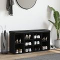 vidaXL Lavička na topánky čierna 102x32x50 cm kompozitné drevo