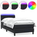 vidaXL Posteľný rám boxspring s matracom a LED čierny 90x220 cm zamat