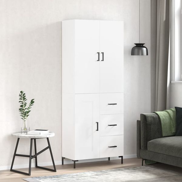 vidaXL Vysoká skrinka lesklá biela 69,5x34x180 cm spracované drevo