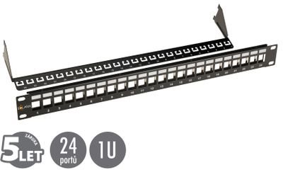 19'' modulárny neosadený patch panel Solarix 24 portov čierny 1U SX24M-0-STP-BK-UNI