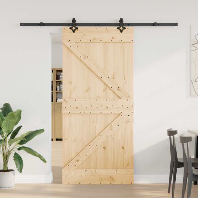 vidaXL Posuvné dvere NARVIK Prírodná a čierna 95 x 210 cm (213,5 cm)