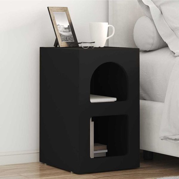 vidaXL Nočný stolík ELST Čierna 29,5 x 33,5 x 50 cm Kompozitné drevo