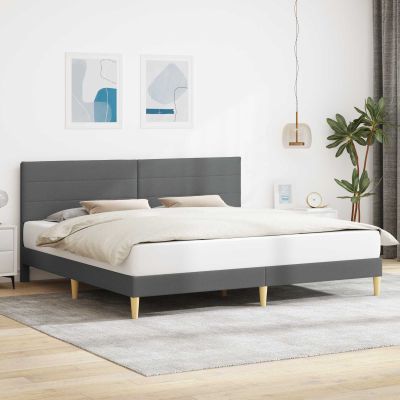 vidaXL Rám postele s čelnou doskou Tmavosivá 180 x 200 cm Látka
