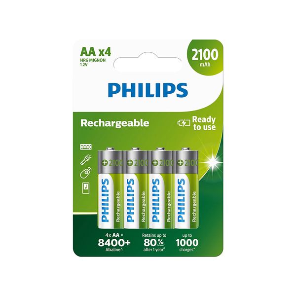 Sada 4 ks nabíjateľných batérií PHILIPS AA NiMH 2100 mAh