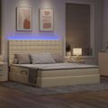 vidaXL LED úložná posteľ s matracom Krémová 180 x 200 cm Látka