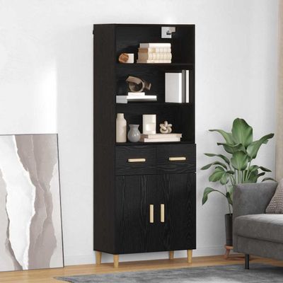 vidaXL Highboard Čierny dub 69,5 x 32,5 x 180 cm Kompozitné drevo