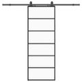 vidaXL Posuvné dvere s kovaním čierne 76x205 cm ESG sklo