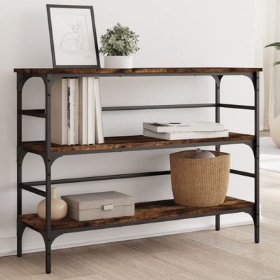 vidaXL Konzolový stolík dymový dub 100x32x75 cm kompozitné drevo
