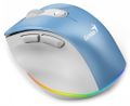 GENIUS Ergo 9000S Pro Light Blue/ duálny Bluetooth + 2,4GHz/ 2400 dpi/ bezdrôtová/ 6tlačidlová/ dobíjacia/ RGB/ modrobiela Myš, bezdrôtová, optická, 2400DPI, 6 tlačidiel, Bluetooth, 2,4GHz, USB-C nabíjanie, tichá, 7farebné podsvietenie, modro-biela