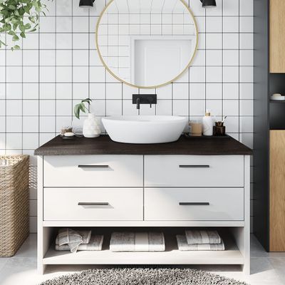 vidaXL Kúpeľňová doska tmavohnedá 100x60x(2-4) cm ošetrený masív