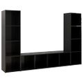 vidaXL TV skrinky 3 ks lesklé čierne 142,5x35x36,5 cm drevotrieska