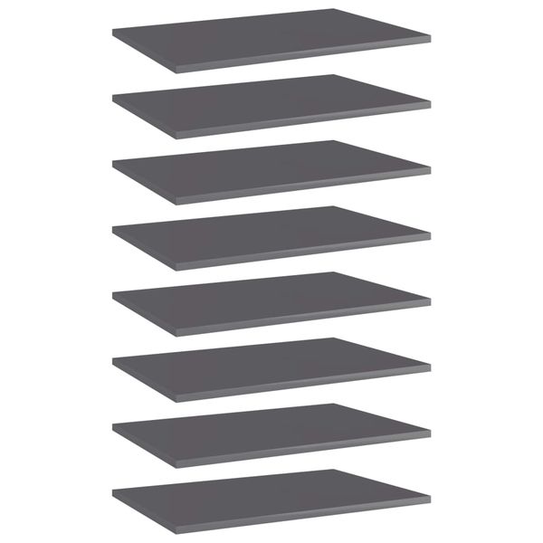 vidaXL Prídavné police 8 ks, lesklé sivé 60x40x1,5cm, kompozitné drevo