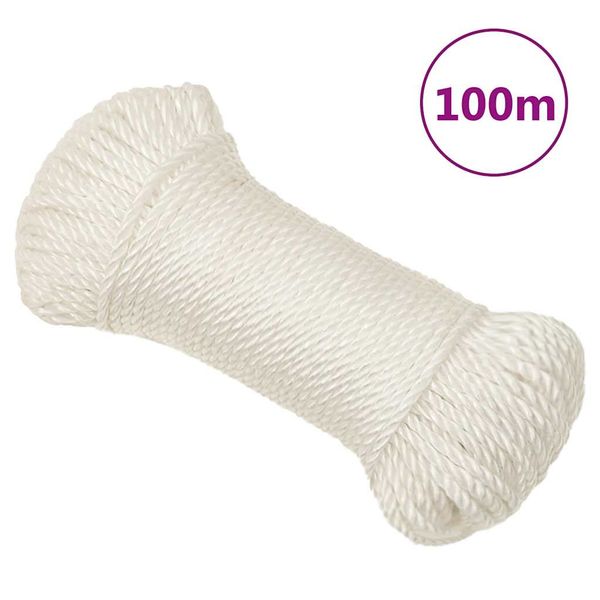 vidaXL Pracovné lano biele 6 mm 100 m polypropylén