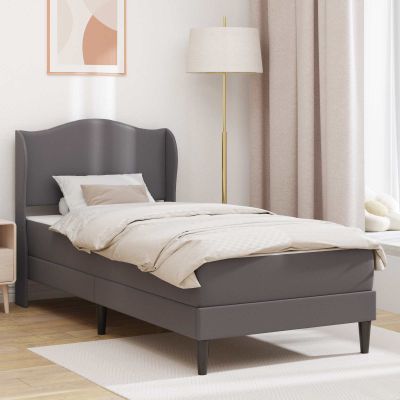 vidaXL Rám postele s čelnou doskou Sivá 90 x 200 cm Umelá koža