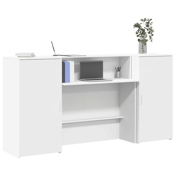vidaXL Recepčný stôl biely 200x50x103,5 cm kompozitné drevo